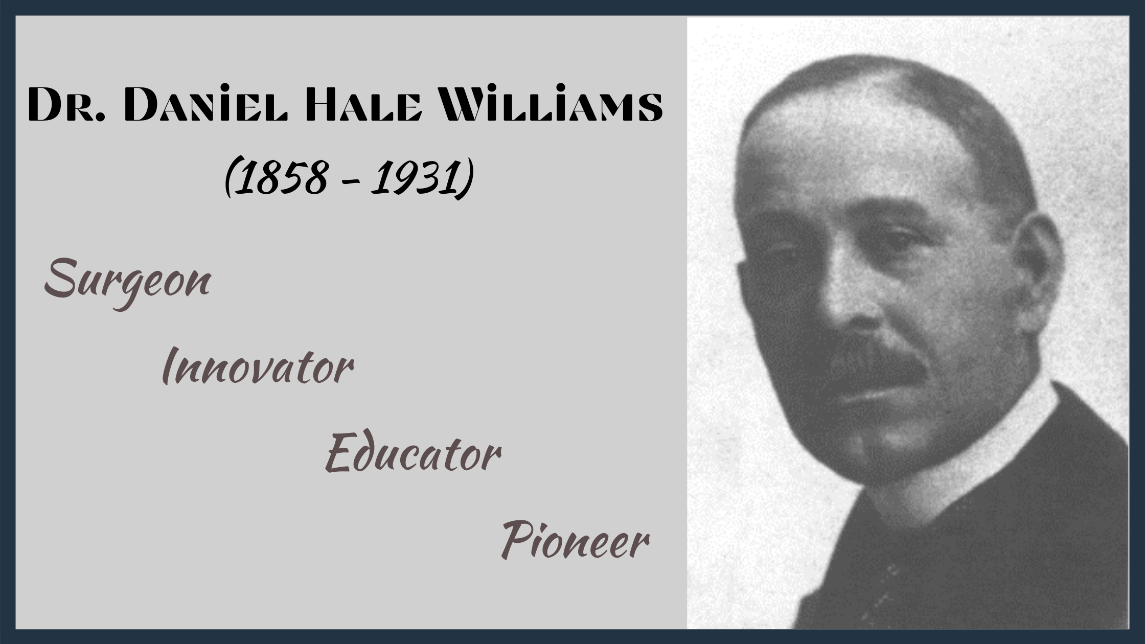 Dr. Daniel Hale Williams - Surgeon, Educator, Pioneer - Tina McManus